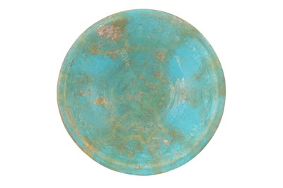 Lot 242 - A LARGE TURQUOISE MONOCHROME-GLAZED POTTERY DISH