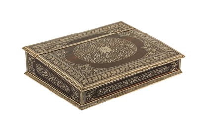 Lot 312 - λ AN ANGLO-INDIAN VIZAGAPATAM IVORY-INLAID EBONY PORTABLE WRITING BOX