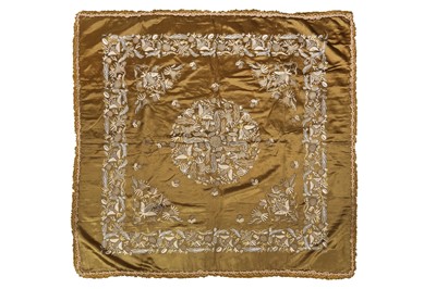 Lot 141 - A SILK EMBROIDERED PANEL