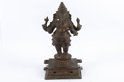Lot 200 - A CHOLA-REVIVAL BRONZE PROCESSIONAL STATUE OF GANESHA