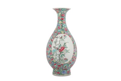 Lot 22 - A CHINESE FAMILLE ROSE 'MILLEFLEURS' BOTTLE VASE.
