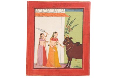 Lot 322 - AN ILLUSTRATION FROM A RAGAMALA SERIES: BHAIRAVI RAGINI