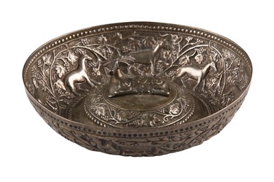 Lot 220 - A PARCEL-GILT REPOUSSÉ SILVER BOWL (TAZA)