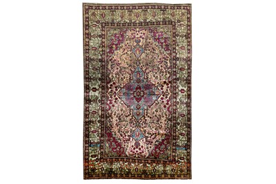 Lot 74 - A VERY FINE ANTIQUE SILK FERAGHAN RUG, WEST PERSIA