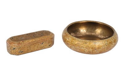 Lot 307 - A GILT LACQUERED KASHMIRI PEN BOX AND BOWL