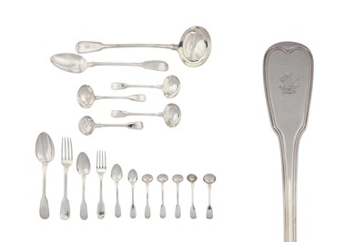 Lot 270 - A George III sterling silver table service of flatware / canteen, London 1818 by Paul Storr (1771-1844, first reg. 12th Jan 1793)