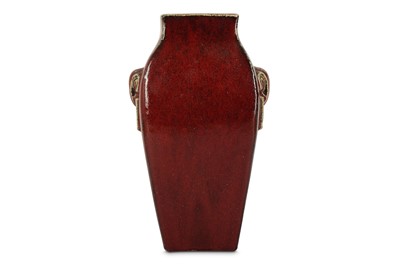 Lot 534 - A CHINESE RECTANGULAR-SECTION FLAMBÉ VASE.