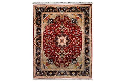 Lot 14 - A VERY FINE PART SILK TABRIZ RUG, NORTH-WEST PERSIA