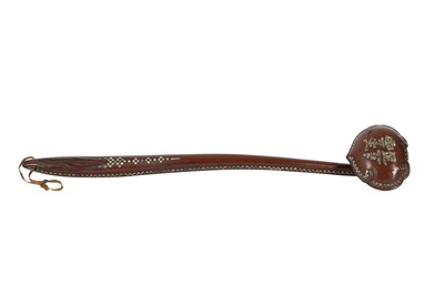 Lot 550 - A CHINESE MOTHER OF PEARL-INSET LACQUER WOOD RUYI SCEPTRE.