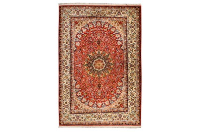 Lot 45 - A VERY FINE SILK QUM RUG, CENTRAL PERSIA