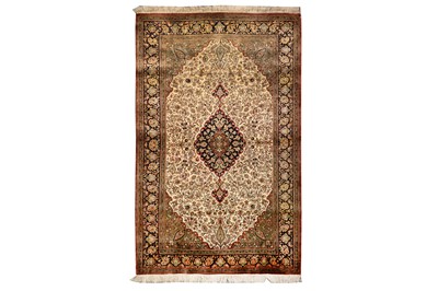 Lot 36 - A VERY FINE SILK QUM RUG, CENTRAL PERSIA
