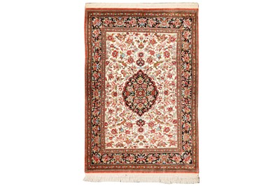 Lot 9 - A VERY FINE SILK QUM RUG, CENTRAL PERSIA