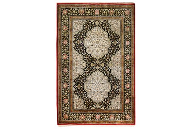 Lot 30 - A VERY FINE SILK QUM RUG, CENTRAL PERSIA