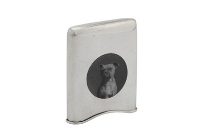 Lot 49 - An early 20th century Austrian 900 standard silver and photo-enamel cigarillo case, Vienna circa 1920, makers mark obscured