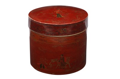 Lot 325 - A CHINESE CINNABAR LACQUER COSMETIC BOX AND COVER.