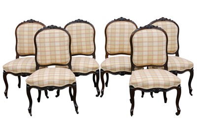 Lot 472 - A set of six 19th century Rococo-style walnut dining chairs