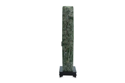 Lot 522 - A CHINESE SPINACH-GREEN JADEITE 'DRAGON' PLAQUE, 20TH CENTURY