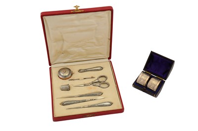 Lot 174 - A cased early 20th century German 800 standard silver sewing kit, Pforzheim circa 1920 by Heinrich Bauer