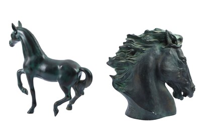 Lot 184 - A late 20th century plaster sculpture of a horses head titled 'Flaming Mane' by James Killain Spratt