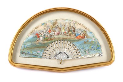 Lot 361 - A mid 19th century carved and pierced hand fan