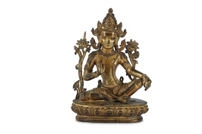 Lot 1095 - A CHINESE GILT-BRONZE FIGURE OF A BODHISATTVA.