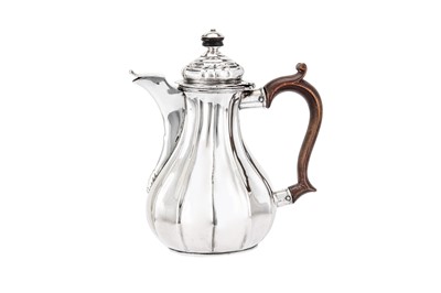 Lot 64 - A German silver bachelor coffee pot (verseuse égoiste), bearing marks probably Uberlingen circa 1780 by MFL with a device (untraced)