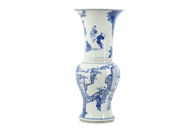 Lot 5 - A CHINESE BLUE AND WHITE YEN YEN VASE.