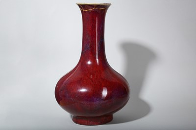 Lot 35 - A LARGE CHINESE FLAMBÉ-GLAZED BOTTLE VASE.