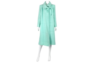 Lot 121 - Chanel Mint Green Long Coat - Size 10