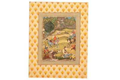 Lot 332 - A LION HUNTING SCENE