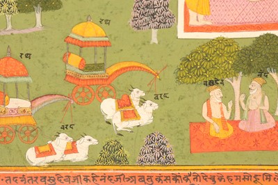 Lot 349 - AN ILLUSTRATION TO A BHAGAVATA PURANA SERIES: LORD KRISHNA'S FOSTER PARENTS AND LIFE IN THE VILLAGE