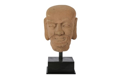 Lot 656 - A CHINESE STONE HEAD OF AN ARHAT.