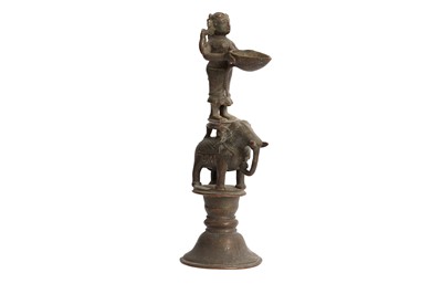 Lot 285 - A BRONZE DIPA LAKSHMI OIL LAMP