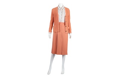 Lot 153 - Celine Peach Three Piece Skirt Set - Size 40 and 42