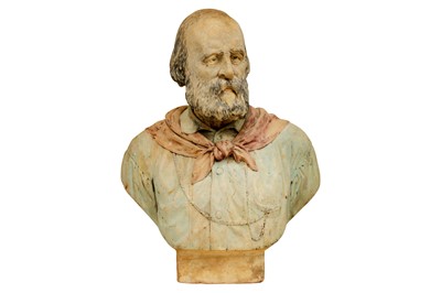Lot 19 - AMENDED - A LATE 19TH CENTURY ITALIAN TINTED MARBLE PORTRAIT BUST OF GIUSEPPE GARIBALDI (ITALIAN 1807 - 1882)