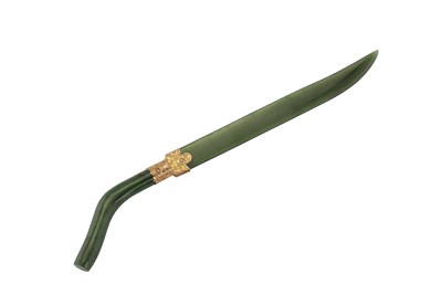 Lot 48 - An early 20th century 9 carat gold mounted nephrite letter opener, London circa 1910 by HH