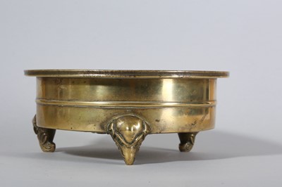 Lot 55 - A CHINESE BRONZE TRIPOD 'ELEPHANT HEAD' INCENSE BURNER.