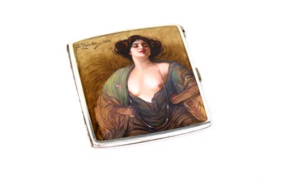 Lot 1021 - An early 20th century German 900 standard silver and guilloche enamel cigarette case