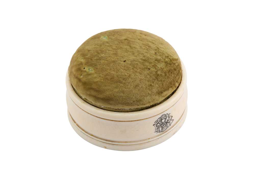 Lot 1014 - An unusual late 19th century clockwork erotic ivory pin cushion, circa 1880