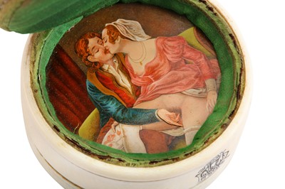 Lot 1014 - An unusual late 19th century clockwork erotic ivory pin cushion, circa 1880