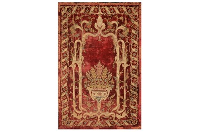 Lot 142 - A HANGING OF DARK RED SILK VELVET