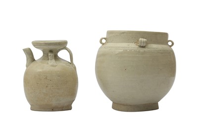 Lot 665 - TWO CHINESE JINGBAI POTTERY PIECES.