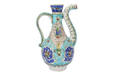 Lot 224 - A PYRIFORM KUTAHYA POTTERY JUG