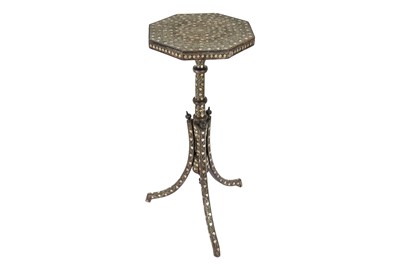 Lot 237 - AN OTTOMAN SILVER WIRE-INLAID WOODEN COFFEE TABLE