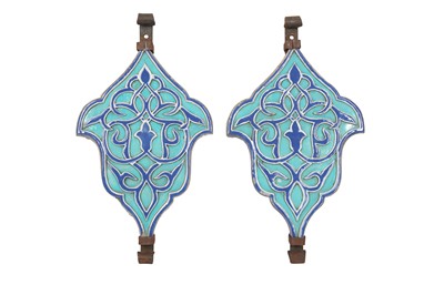 Lot 817 - A PAIR OF OTTOMAN-REVIVAL ARCHITECTURAL POTTERY WALL TILES