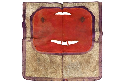 Lot 136 - AN EMBROIDERED LEATHER SADDLE COVER