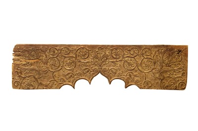 Lot 291 - A CARVED HARDWOOD TOP ARCH PANEL
