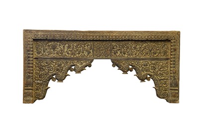 Lot 287 - A LARGE CARVED HARDWOOD TOP ARCH PANEL