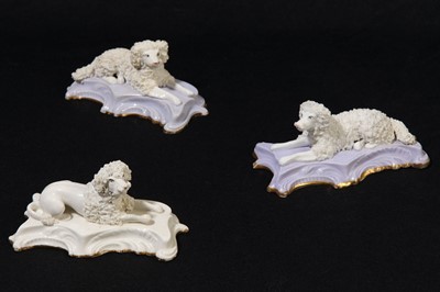 Lot 204 - A pair of Staffordshire porcelain poodles, circa 1835-50