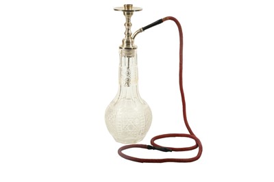 Lot 825 - A CLEAR BRILLIANT-CUT GLASS WATER PIPE (HUQQA)